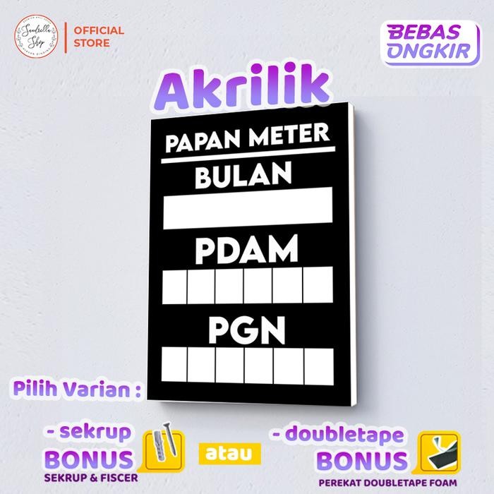 

Papan Meteran PAM PLN GAS Acrylic Sign Board Signage Akrilik Minimalis - BULAN PDAM PGN, 20X30+PEREKAT