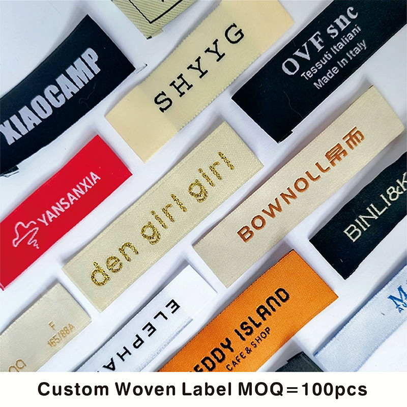 

Custom High Quality Clothes Garment Fabric Labels Wholesale High Density Clothing Damask Woven Tag Custom Woven Labels