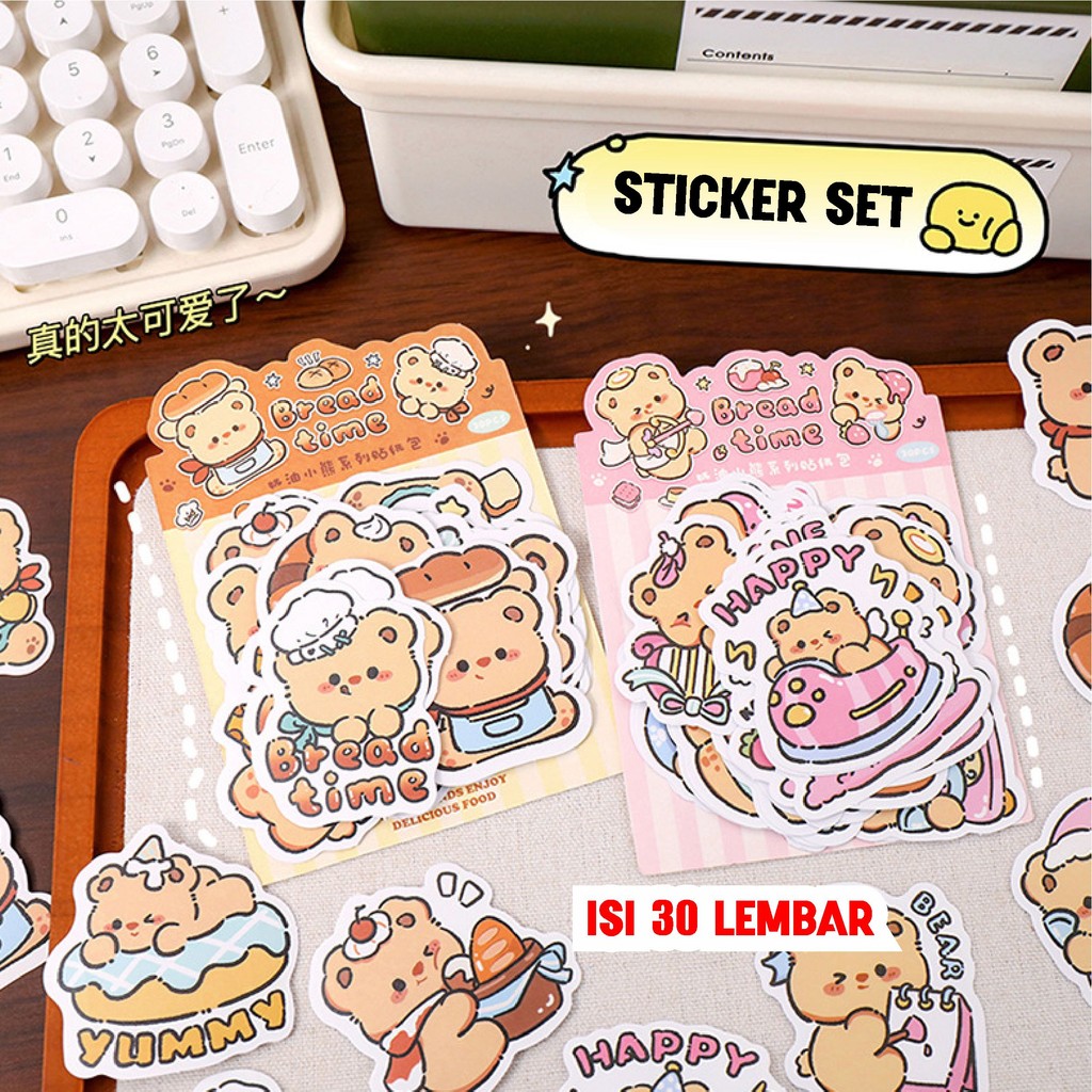 

Sticker Capybara Butter Bear Isi 30 Pcs Stiker Waterproof Scrapbook Casing Laptop Tumbler A-SK025