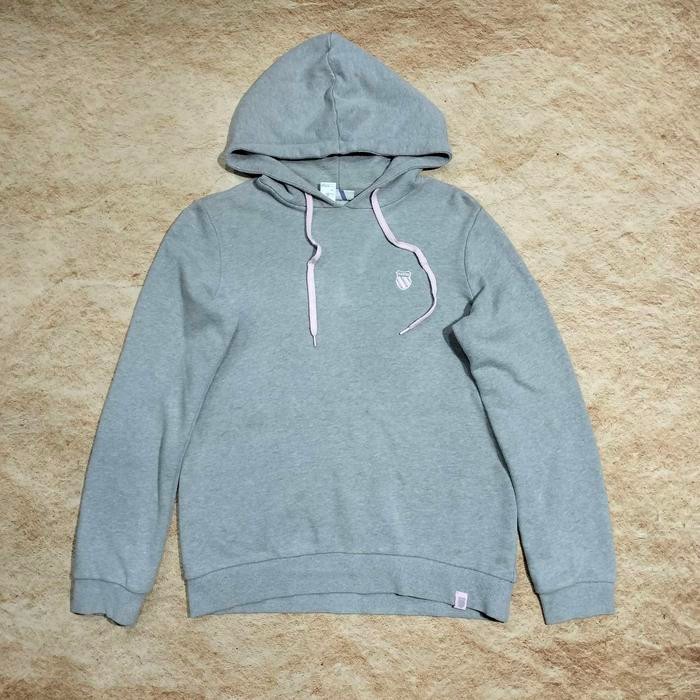 jaket hoodie pullover abu abu KSWISS jemper polos murah bagus casual size M