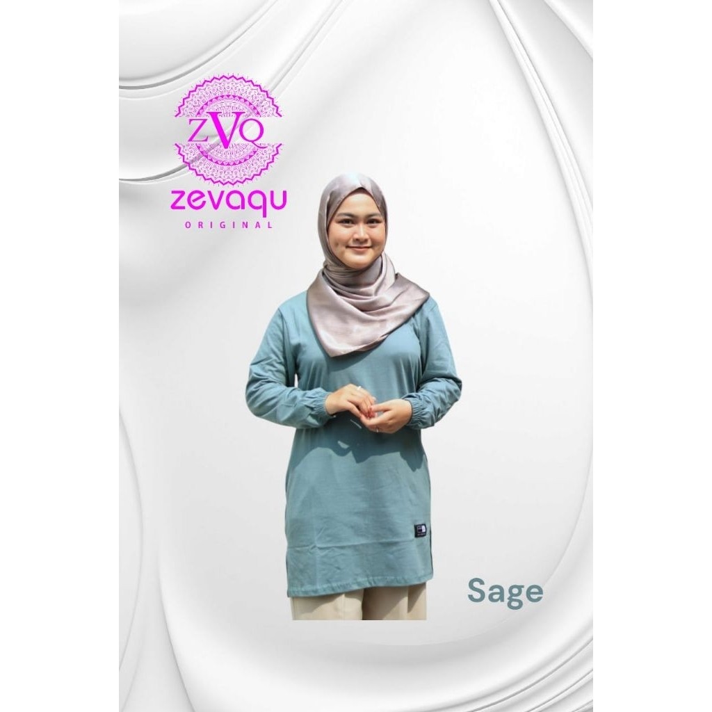 ES.COLD kaos tunik wanita atasan lengan panjang jumbo LD 130 bahan katun combed 24 seragam olahraga