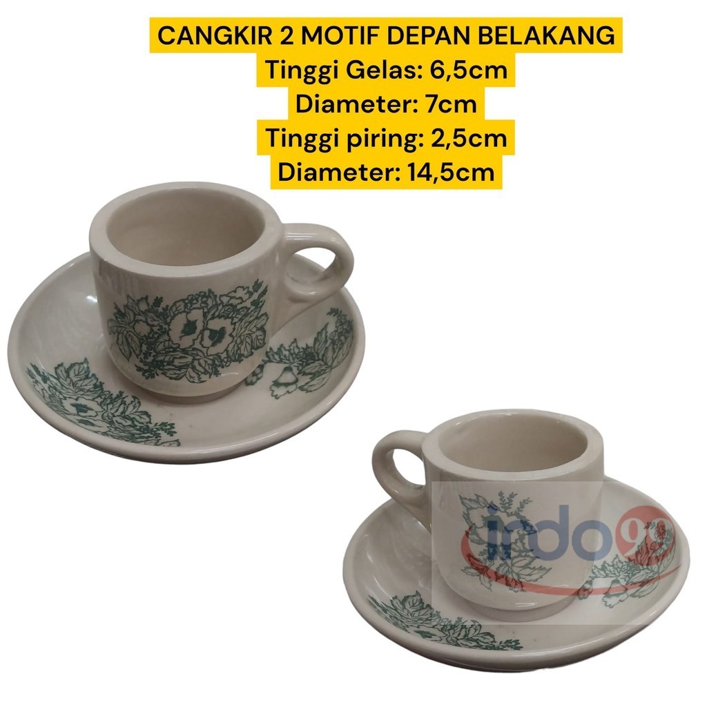 Cangkir Kopitiam KAZANAH KZ-CLKT 6Set isi 12pcs /Cangkir Lepek/Cangkir Kopi