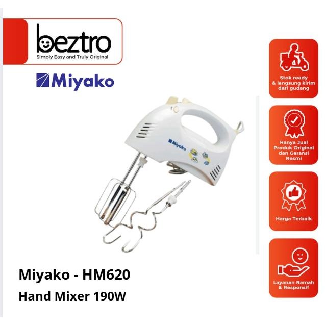 

Miyako Hand Mixer HM-620 Listrik - Pengocok dan Pengaduk Kue Roti - Warna Putih - Warna
