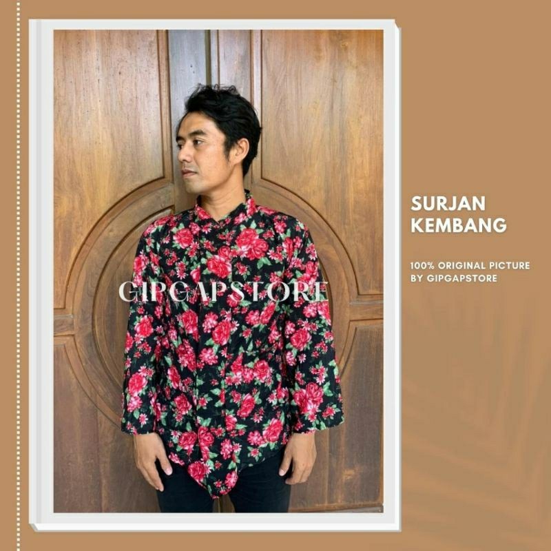 PROMO HARGA AMBYAR Baju Surjan Motif Bunga || Surjan Kembang Pria Dewasa || Baju Sorjan Kembang Baha