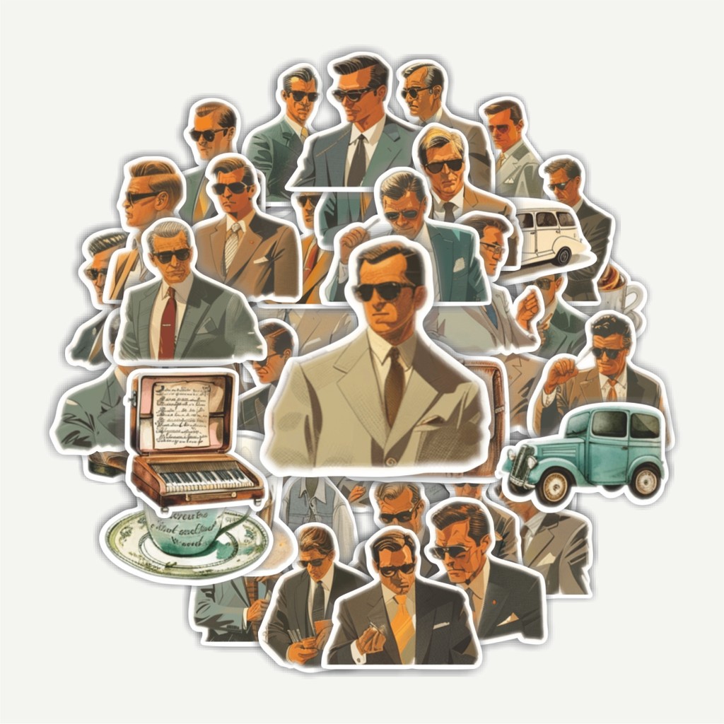 

Sticker Pack Stiker Classical Gentleman [Pria Klasik]Dekorasi Lucu Kreatif untuk Notebook, Skateboard, HP
