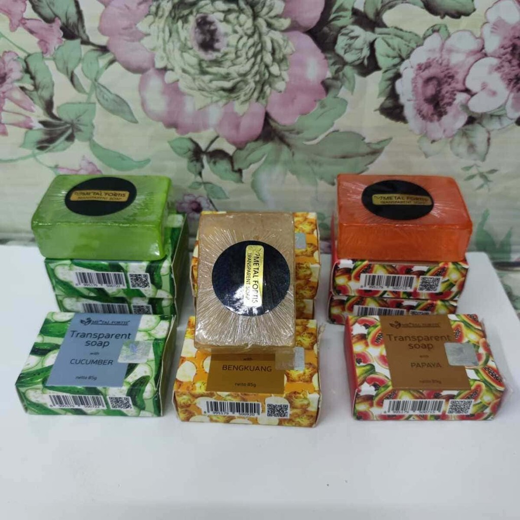 Metal Fortis Transparent Soap per 6pcs, Fortis Papaya / Timun / Bengkuang, Sabun Fortis Soap