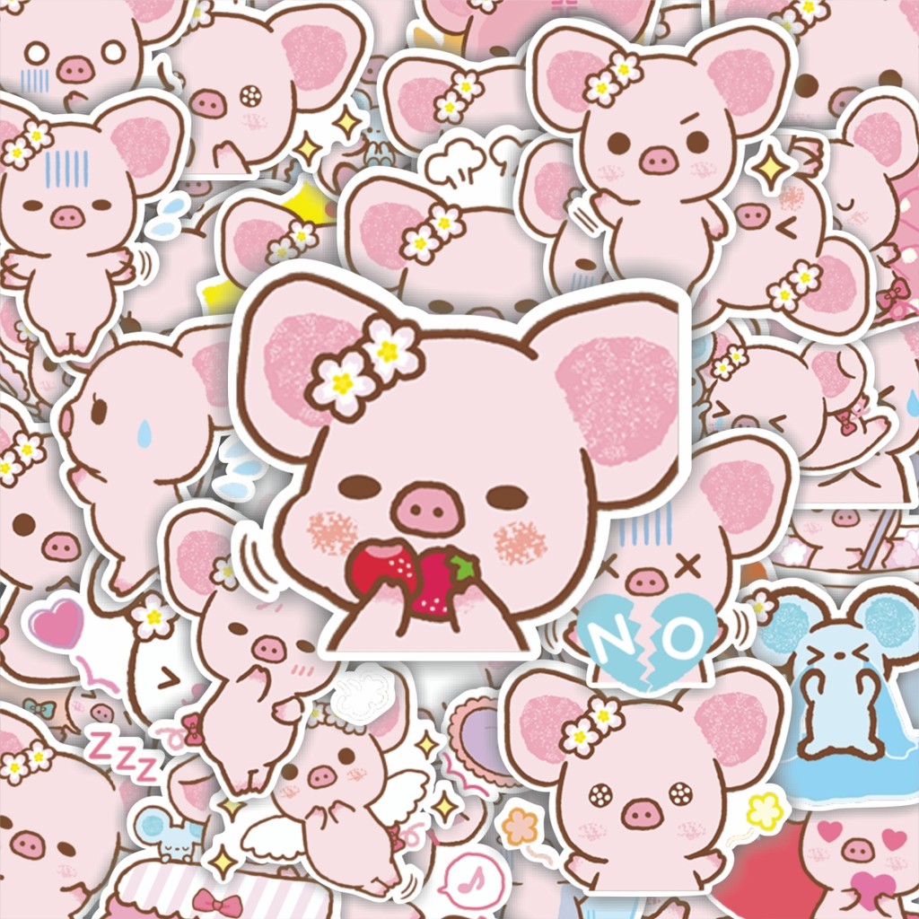 

100PCS Lucu Stiker Line Piggy girl's Pinkish Stiker Aesthetic Stiker Anti Air Stikers Berperekat Waterproof sticker decal buat Motor Helm Buku Journal Koper Casing HP Laptop Botol Minum Hadiah anak