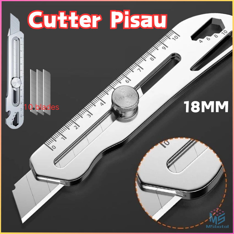 

【COD】6in1 Pisau Cutter 18mm Multifungsi Cutter Pisau Baja Besar 10pc Pisau Set Cutter Pisau Pemotong Kertasi