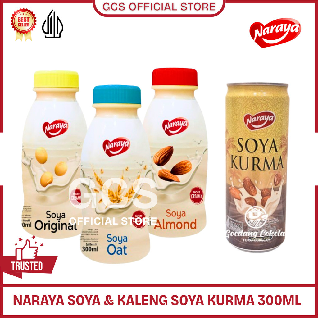 

Naraya Susu Soya Minuman Susu Kacang Kedelai Soya Creamy Almond Oat Kurma Botol 300ml