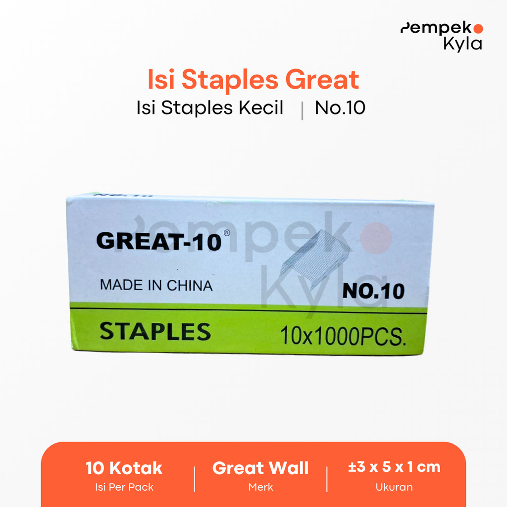 

Isi Staples/Stapler Great Wall No.10 1 box isi 10 pack