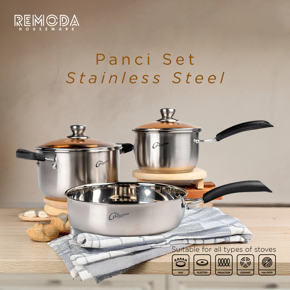 Calypso Panci Kuah Panci Set 3in1 Multifungsi Stainless Steel