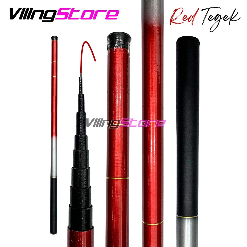 Joran Pancing Tegek Portable dengan Serat Kaca Ringan Action Lentur Kuat Joran Pancing Kolam Sungai 
