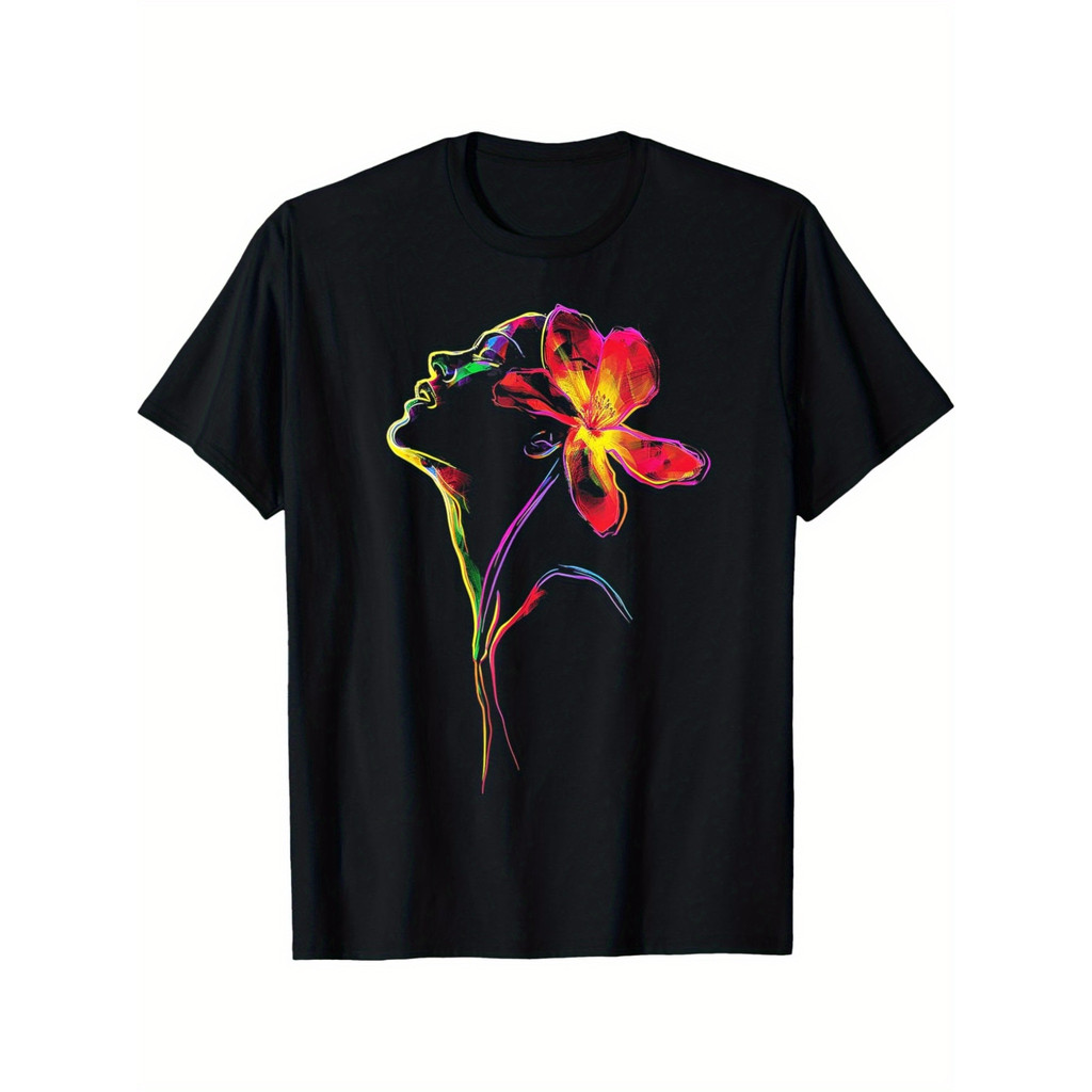 Kaos Pria Motif Bunga - Kaos Katun, Desain Unik, Keren & Nyaman