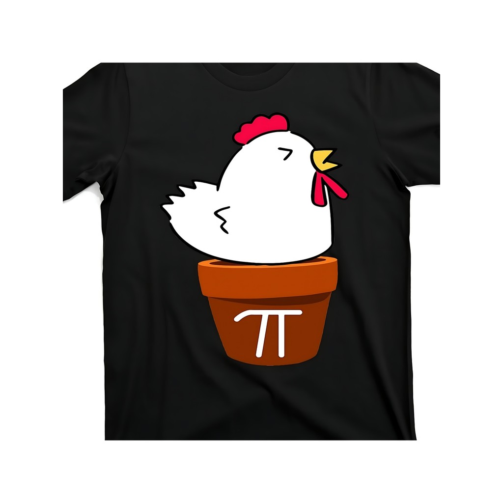 Kaos Pria Katun 100% Motif Retro Lucu - Plesetan Matematika Ayam Pai & Pi, Lengan Pendek Leher O Hit