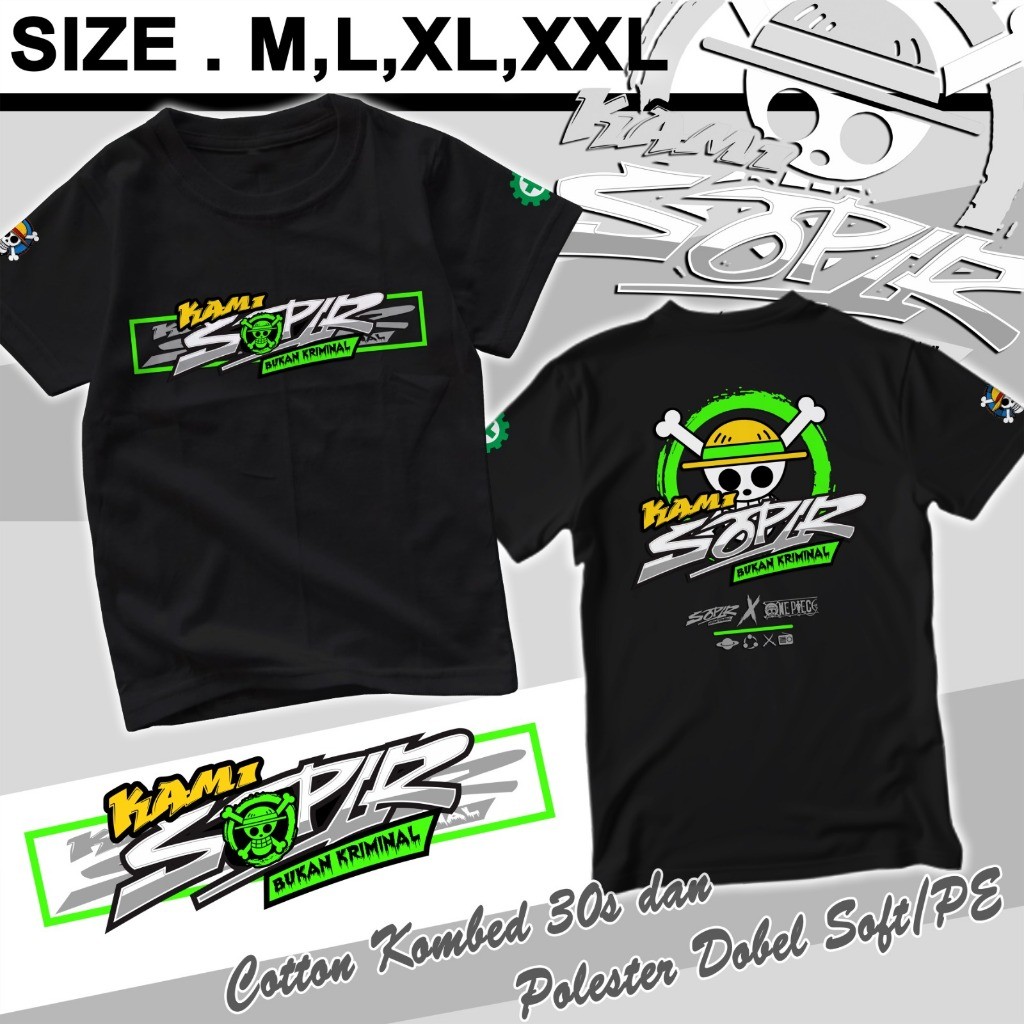 T-shirt / Kaos Distro DEWASA Motif Kami Sopir Bukan Kriminal One Piece Bendera Truk Modif Plastisol 