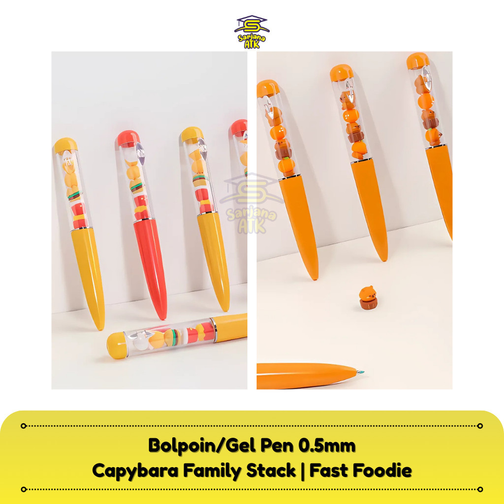 

Bolpoin Bolpen Gel Fast Food / Capybara Family Stack Tumpuk Lucu