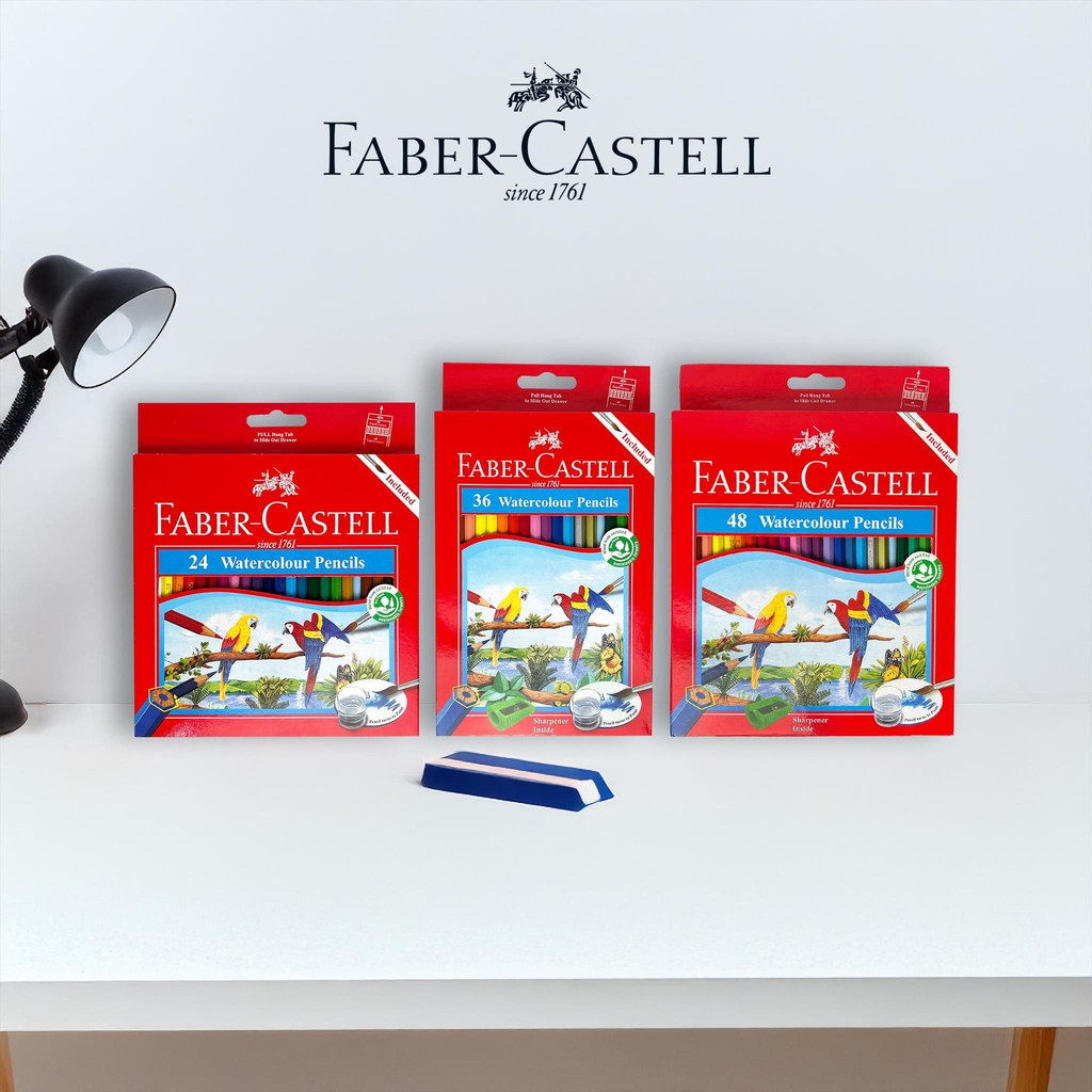 

NA FABER CASTELL Pensil Warna Cat Air Watercolour Pencils 24 36 48 Warna / Color Pencil Panjang / Water Color Free Kuas Pengserut