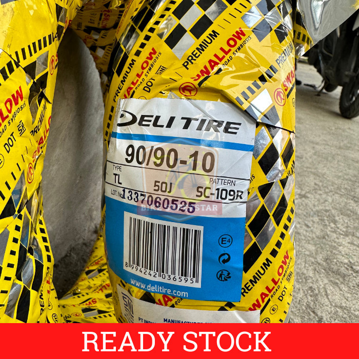 scelta hombre PROMO Ban Luar Tubeless Sepeda Listrik 90 / 90 - 10 Swallow Deli Tire SC-109R Volta Sm