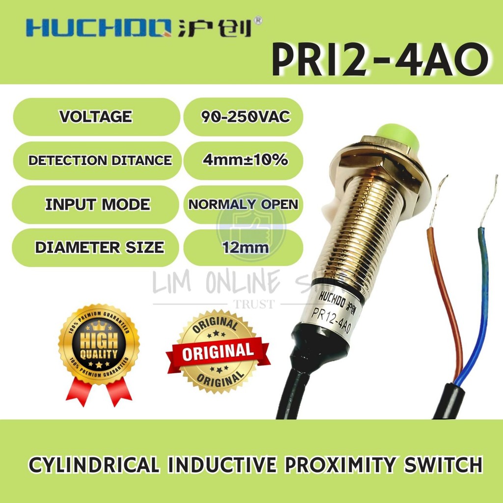 SENSOR PROXIMITY PR12-4AO INDUCTIVE NC NORMALY CLOSE AC 90-250V DIAMETER 12MM JARAK DETEKSI 4MM