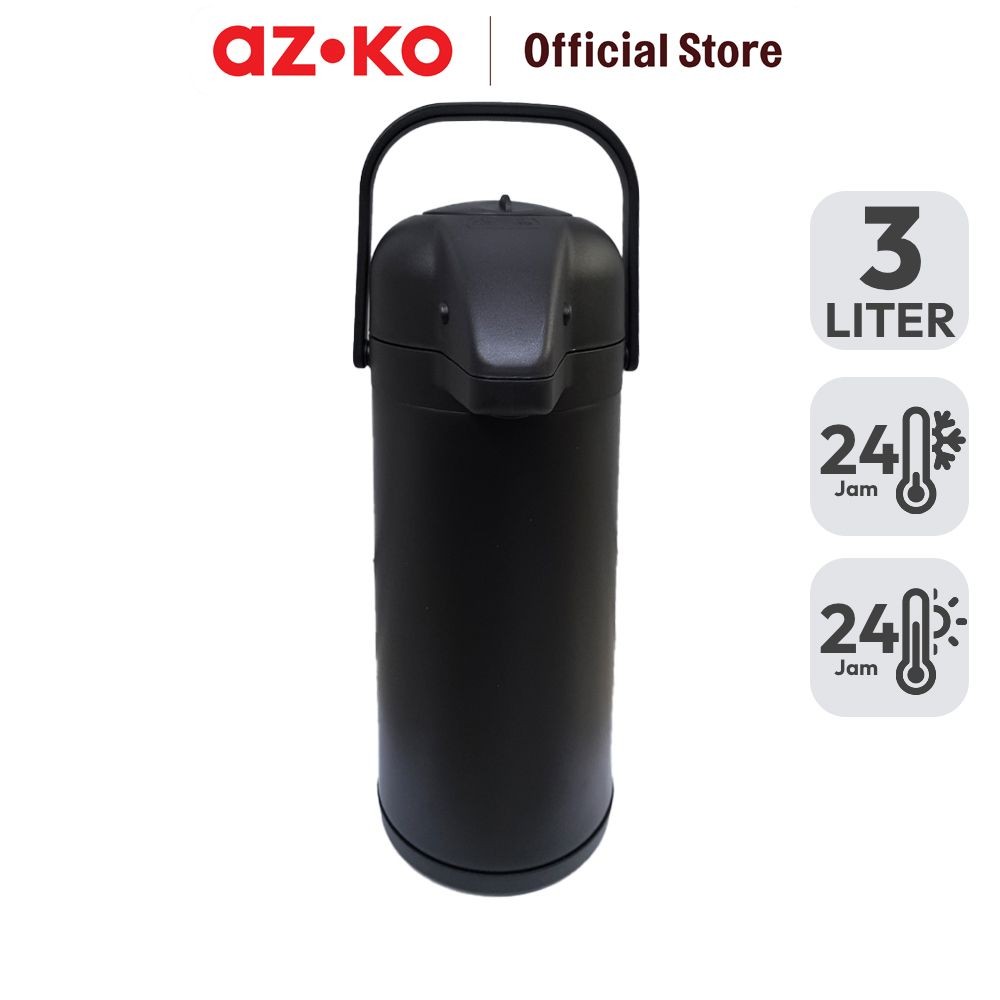 AZKO Kris Teko Vacuum Flask Stainles Steel 3 ltr - Hitam Tumbler Botol Air Tempat Minum Botol Minuma