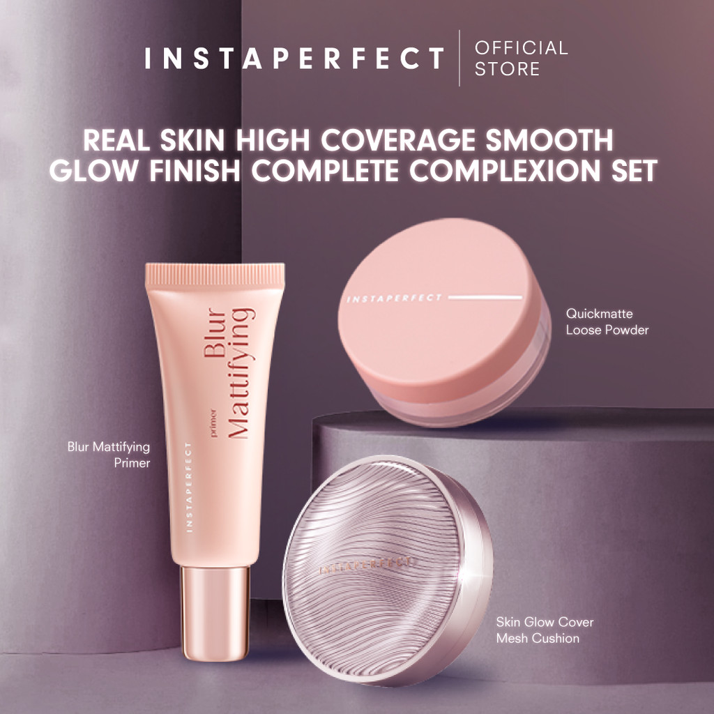Instaperfect Real Skin High Coverage Smooth Glow Finish Complete Complexion Set- Bundle  Skin Glow M