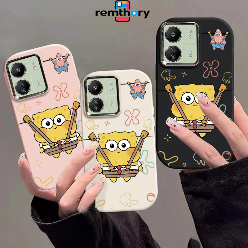 Casing Redmi SpongeBob mengenakan overall Soft Case Lucu Chubby Case Fashion Cocok untuk Redmi Note 