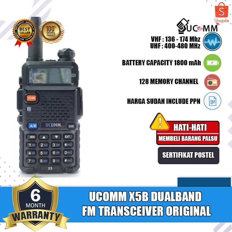 UCOMM X5b X5 Ht Dual band Ucomm x5b x5b Radio Fm Original Garansi Resmi