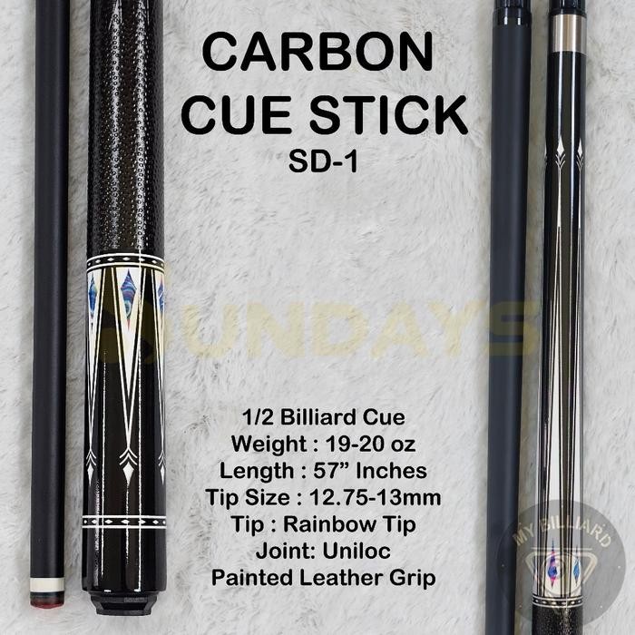 Carbon Cue SD-1 Stick Billiard 13mm - Stik Billiar Cue Karbon Graphite Murah