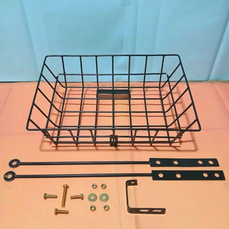 Keranjang Sepeda Full Besi Cat Hitam/Chrome Coating