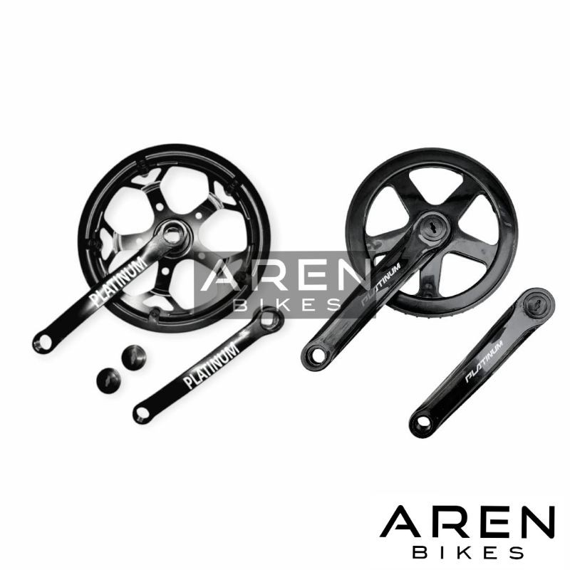 CRANK SINGLE 1 SPEED PLATINUM 46T 48T 46 48 T BESI GIR GEAR TENGAH SEPEDA SELI LIPAT MINION FIXIE MT