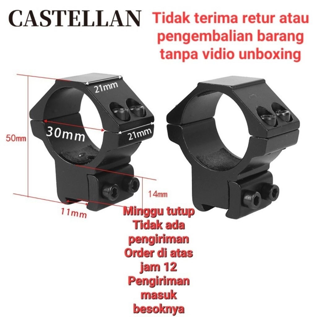 Mounting teleskop tube 30 rail 11 Sedang