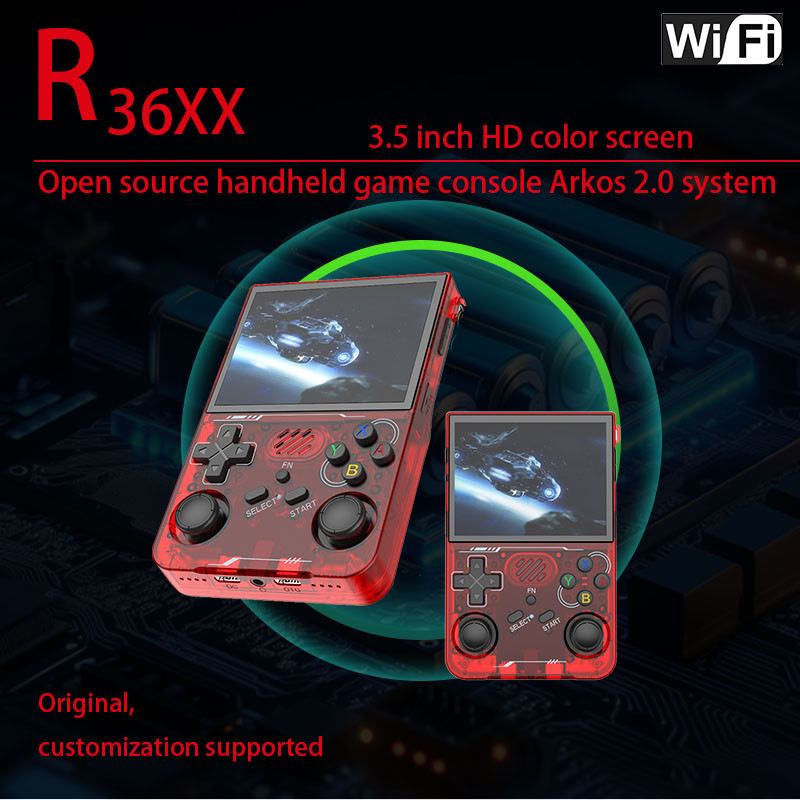 R36XX open source Linux/Arkos system handheld game console, connect WiFi support two-person combat, 