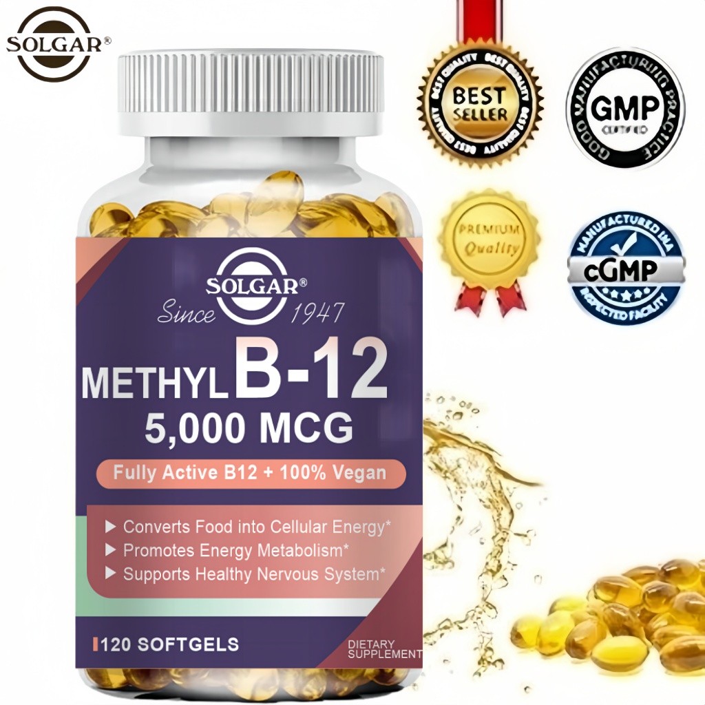 Kapsul Vitamin B12 SOLGARB, Metilkobalamin 5000 mcg Vegan Metil, Metabolisme Energi & Sistem Saraf 1