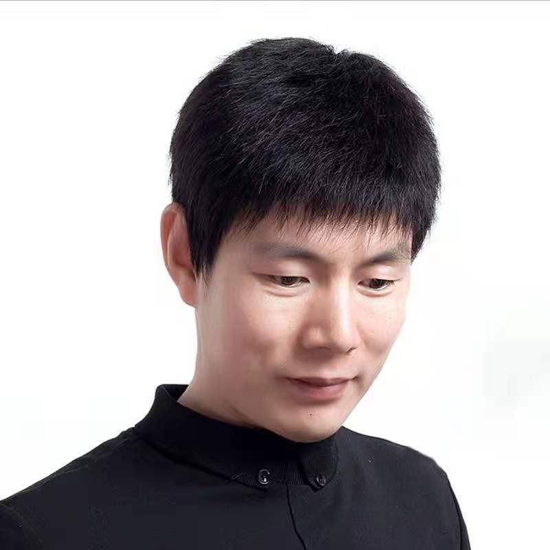 Wig Pria, Wig Rambut Asli, Inci Bulu Alami, Rambut Pendek Orang Tua, Tipis, Berventilasi, Wig Kepala