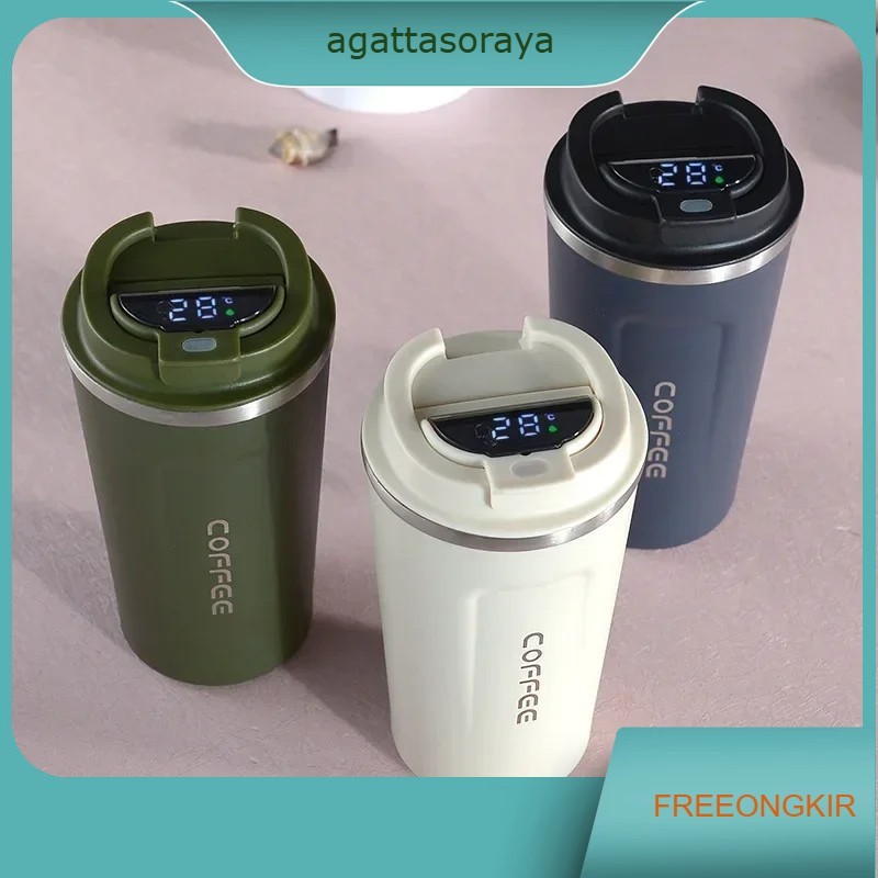 304 Stain Termos Gelas Led Tumbler Tahan Panas Dingin 510ml Travel Mug.