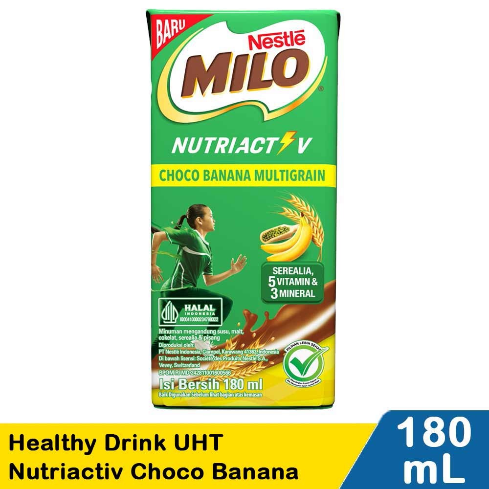 MILO HEALTY DRINK UHT NUTRIACTIV CHOCO BANANA 180mL