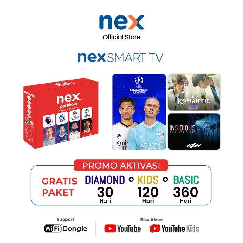 NEX PARABOLA Receiver Digital Mola Merah Kuning Free Aktif TV Lokal
