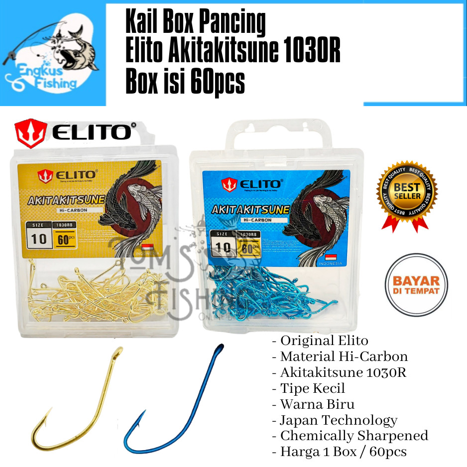 Kail Pancing Box ELITO AKITAKITSUNE 1030R Isi 60pcs (No.1-15) Blue / Gold - Engkus Fishing