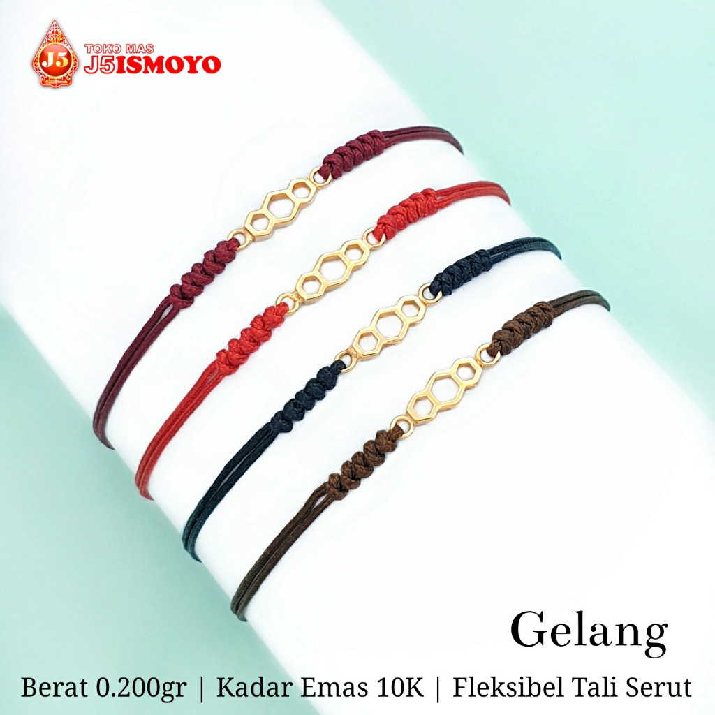 Gelang Tali Emas Model Serut Heksana J5 Ismoyo