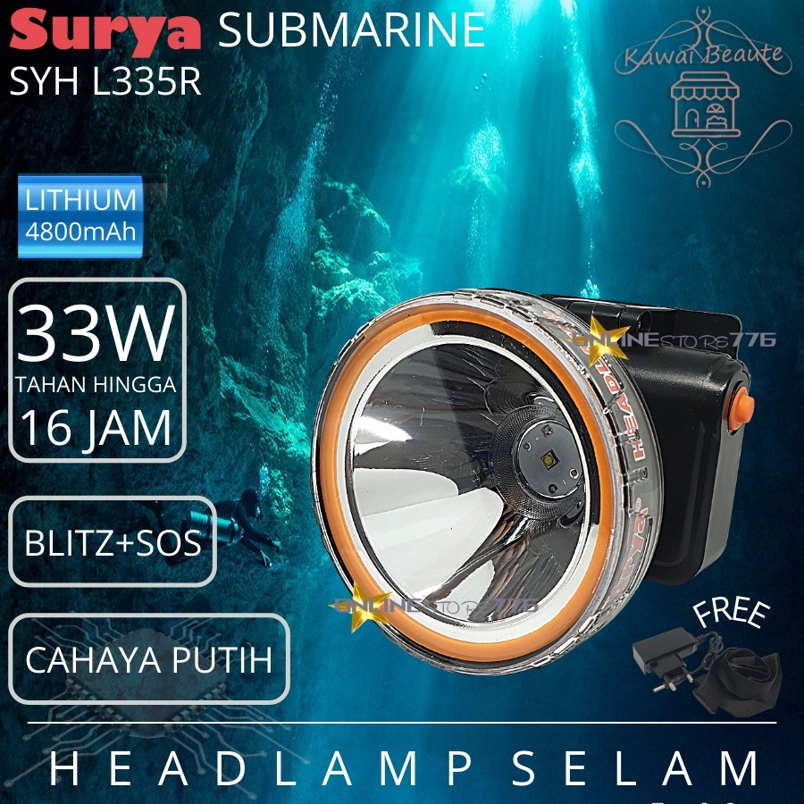 SURYA Senter Kepala SYH L335R 33WATT Selam HEADLAMP DIVING WATERPROOF