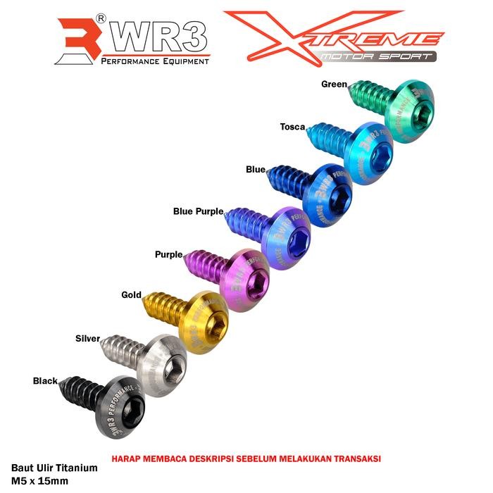 Baut Titanium L WR3 Ulir Cacing Ukuran M5 Baut 8 Kunci L4 Untuk Body Filter Universal - 1 Biji M5x15