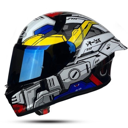 Helm Full Face Skj Falcon Motif Gundam Kaca Visor Blue Iridium Helm Full Face Terbaru SNI Kekinian C