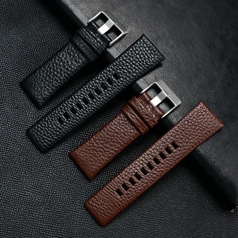 Genuine Leather Strap for Diesel DZ7312 DZ7314 22mm 24mm 26mm 27mm 28mm 20mm 32mm Black Brown Men Co