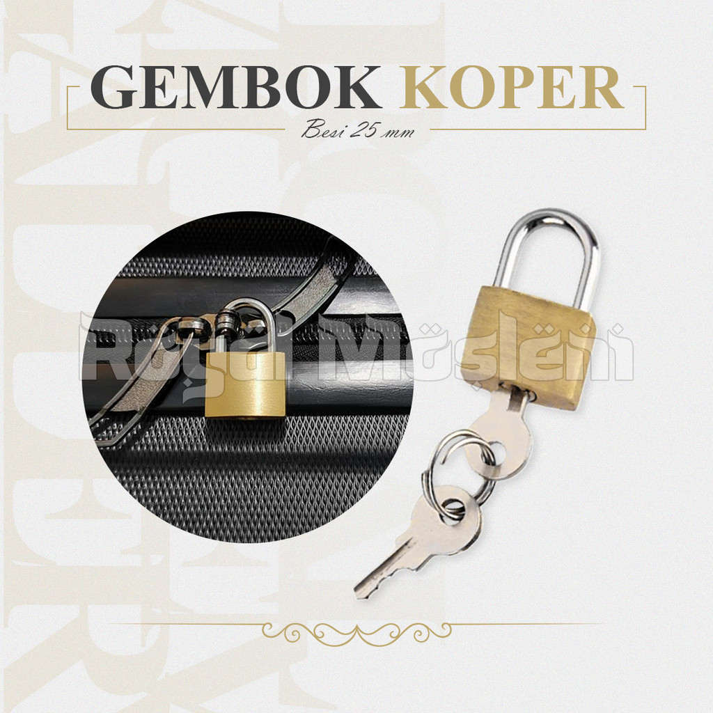 Gembok Kecil Untuk Koper Besi Kuat Ukuran 25mm Kuning Baja Kunci Pengaman