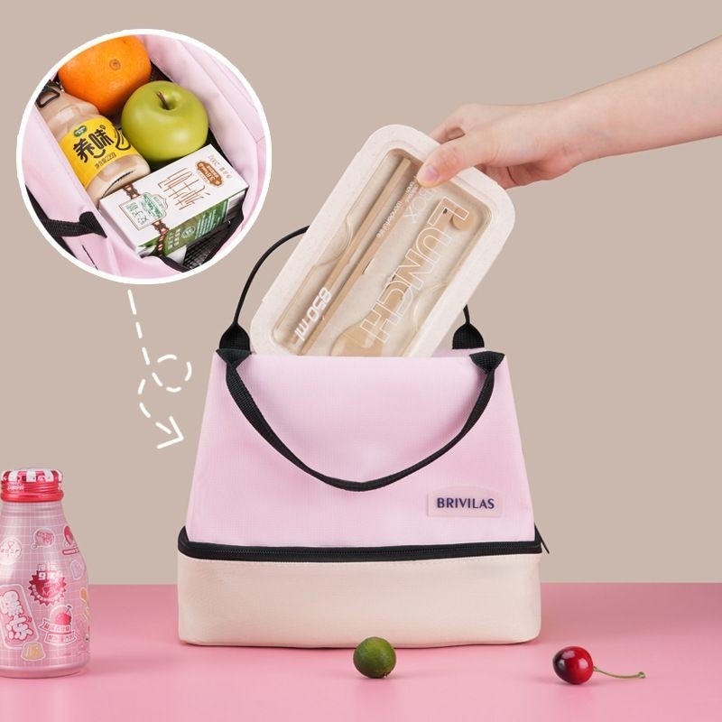 Tas Bekal Makan/Asi/Mpasi Lapis Ganda 2 Tingkat/Lunch bag Aluminium foil premium / Cooler bag Serbag