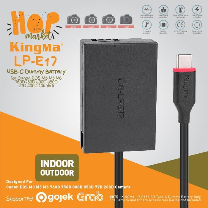 KingMa USB Type C Dummy Battery Adapter LP-E17 u/ Canon 760D 800D Etc Photonesia