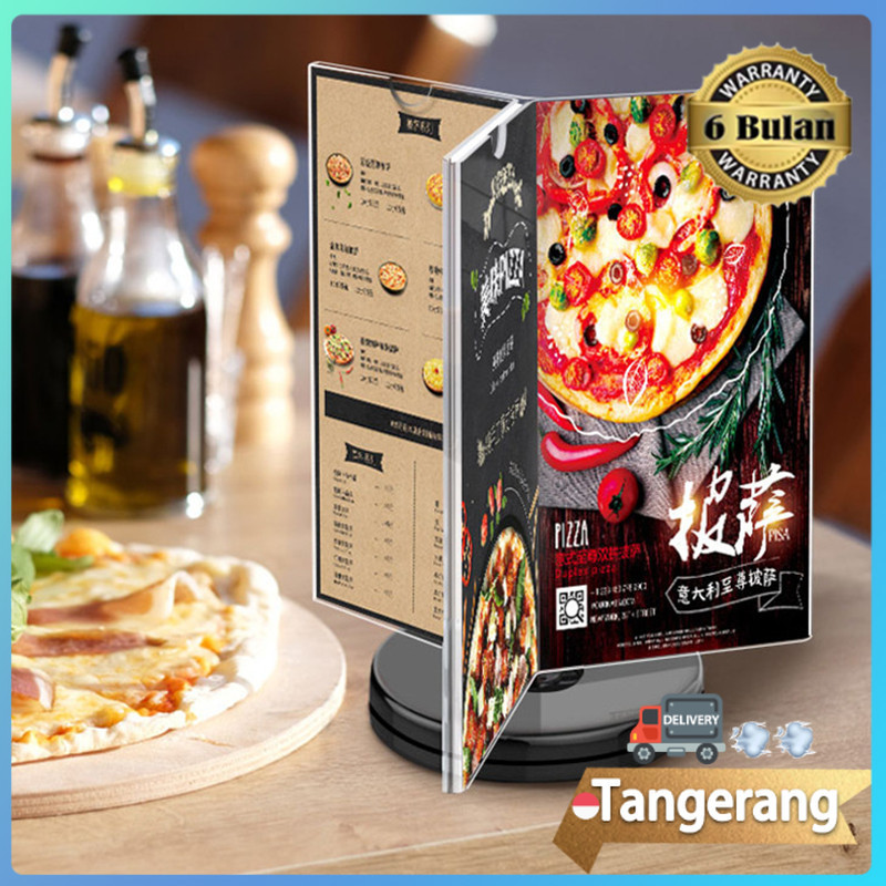 Akrilik Display Putar Stand Brosur Meja Putar 6 Sisi Akrilik Menu Stand