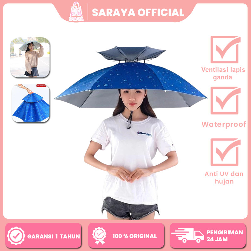 SARAYA Payung Topi Besar Ukuran Diameter  95Cm Single -Topi Payung Mancing Hiking Outdoor