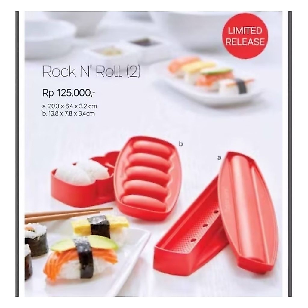Tupperware Rock N Roll cetakan sushi maker pencetak sushi maki nigiri bahan plastik mencetak kue lem