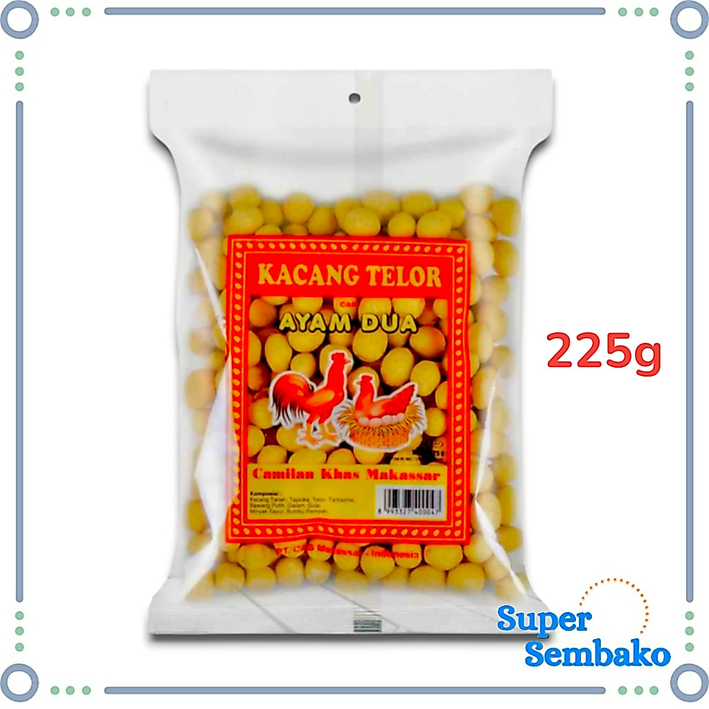 Snack Cemilan Kacang Telor Cap Ayam Dua 225g Oleh Oleh Khas Makassar Premium Grosir Murah